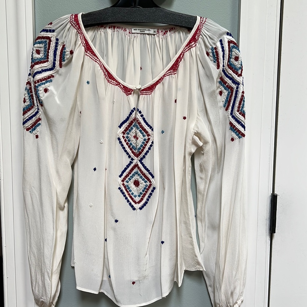 Mes Demoiselles Sz 36 MILA Silk Beaded embroidered blouse